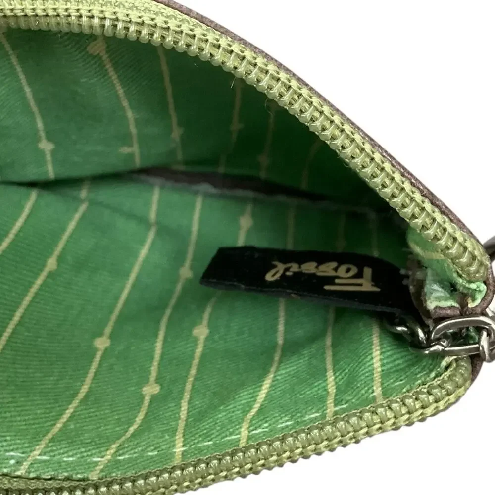 Fossil Brown and Green Pebbled Leather ID Key Holder